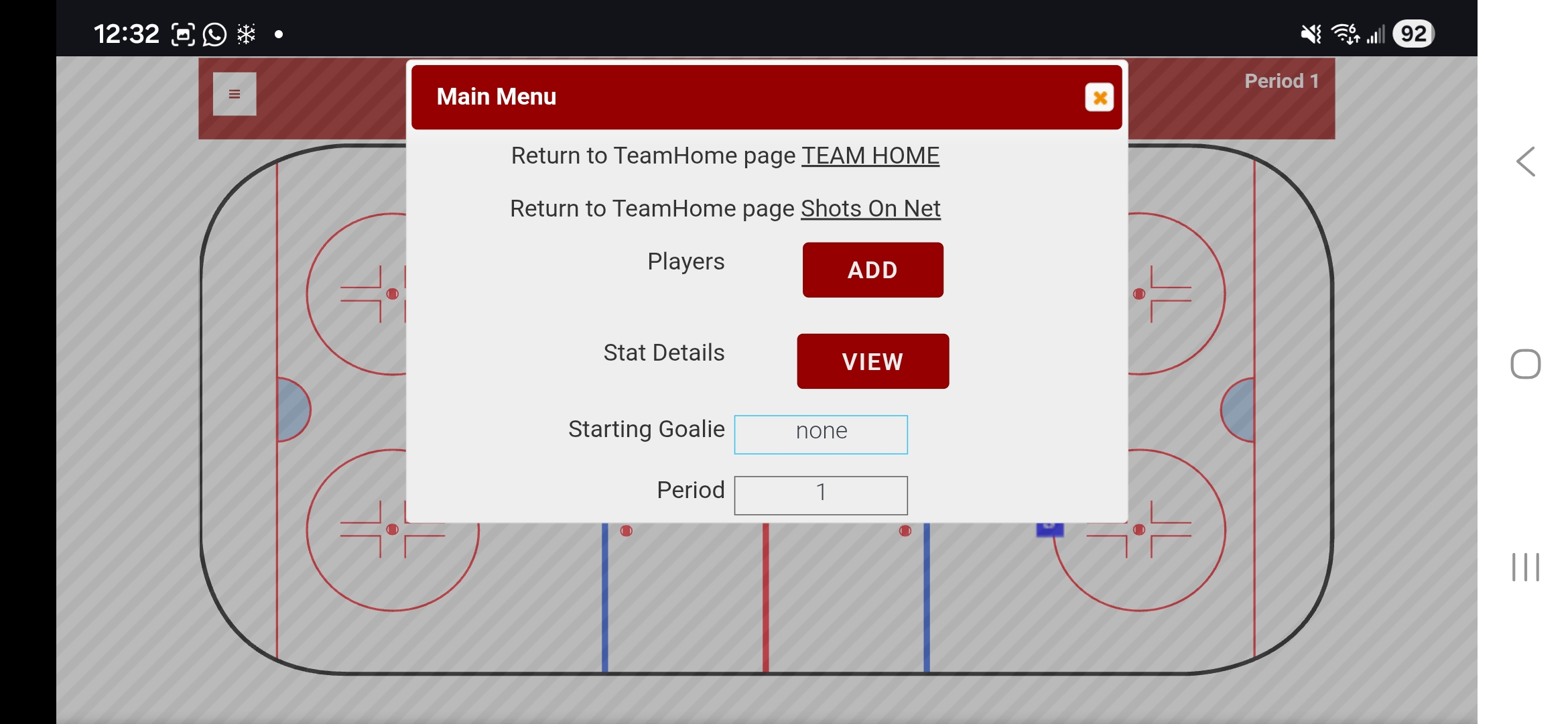 Main Menu Modal