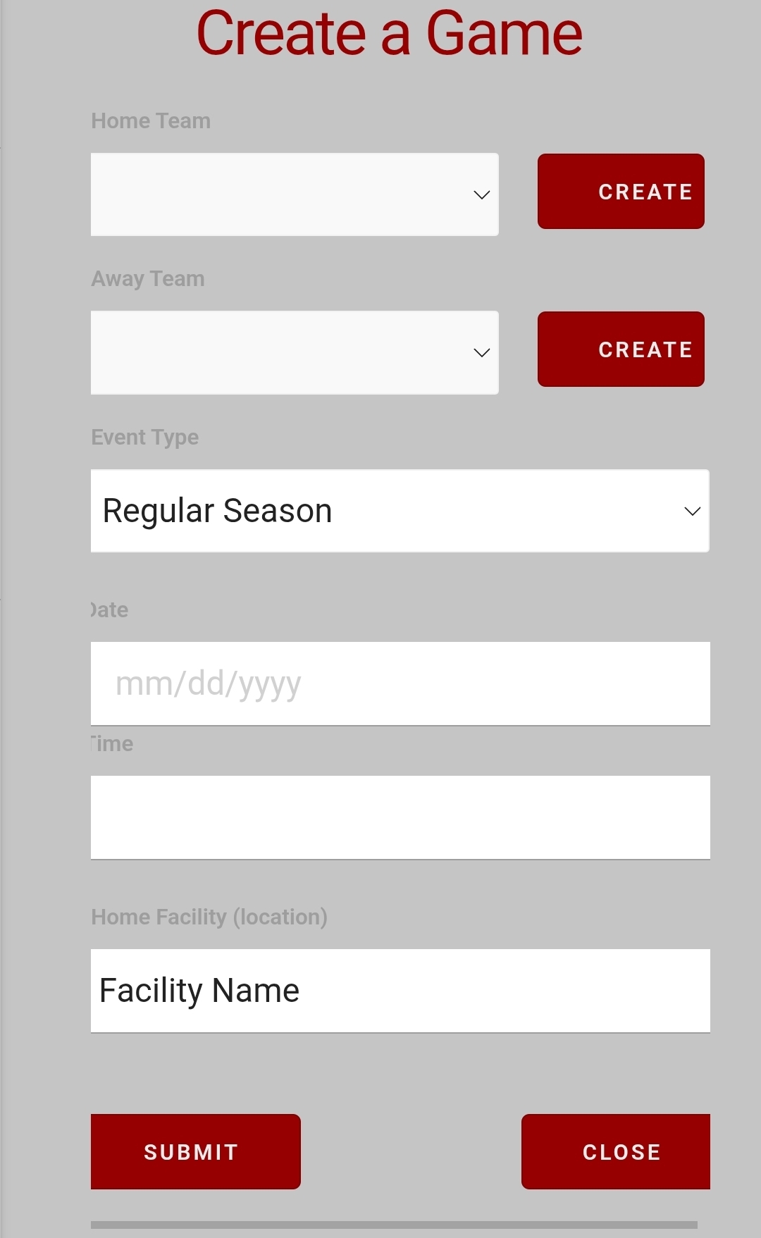 Create a Game Form
